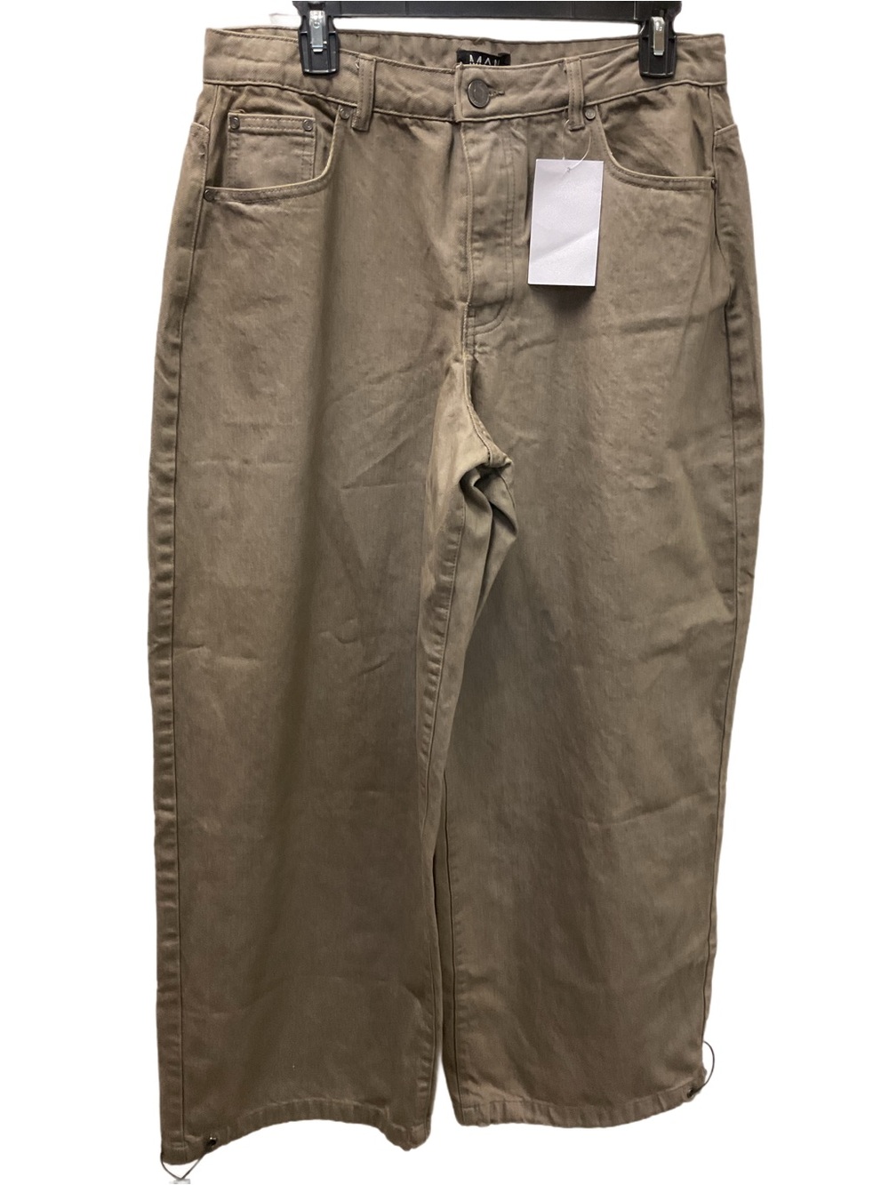 New Boohoo Women’s Relaxed Wide-Leg Jeans in Khaki/Brown size 32